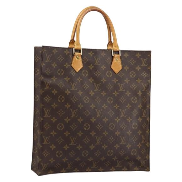 LOUIS VUITTON Monogram Sac Plat Hand Bag M51140 LV Auth...